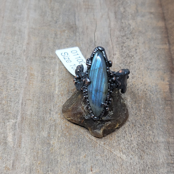 Copper Ring Labradorite Size 10